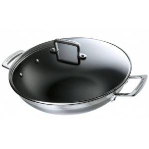 Le Creuset Magnetik anti-aanbak wok met glazen deksel 30 cm