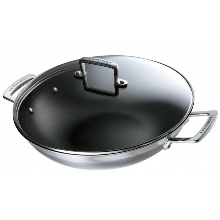 Le Creuset Anti-aanbak wok met glazen deksel 30 cm Magnetik