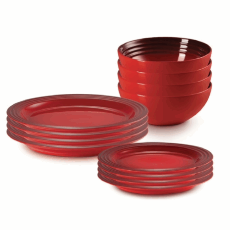 LeCreusetaardewerkservies12deligkersenrood