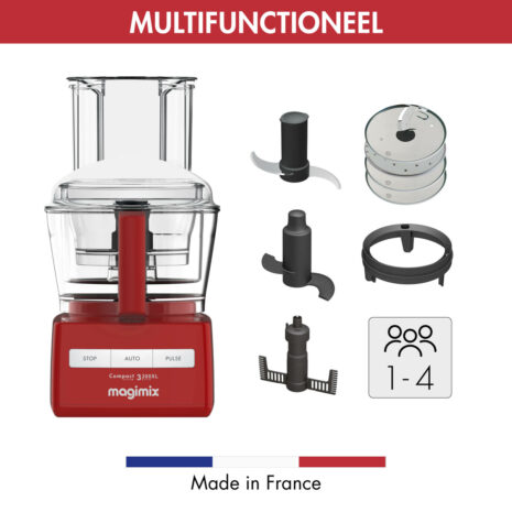 MagimixkeukenmachineCompactSystem3200XLRood-1.jpg Magimix keukenmachine met accessoires voor efficiënt koken en bereiden in stijl.