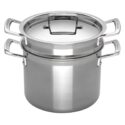 Le Creuset roestvrijstalen kookpan met inzet en deksel