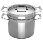 Le Creuset roestvrijstalen kookpan met inzet en deksel