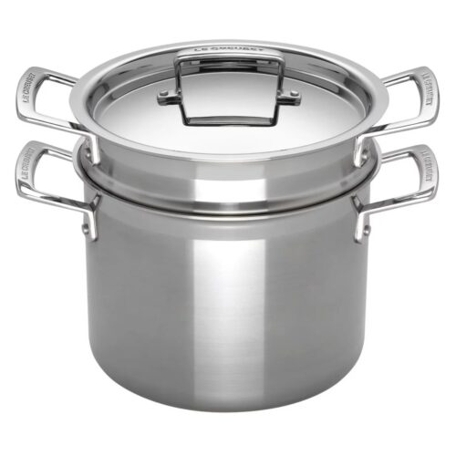 Le Creuset roestvrijstalen kookpan met inzet en deksel