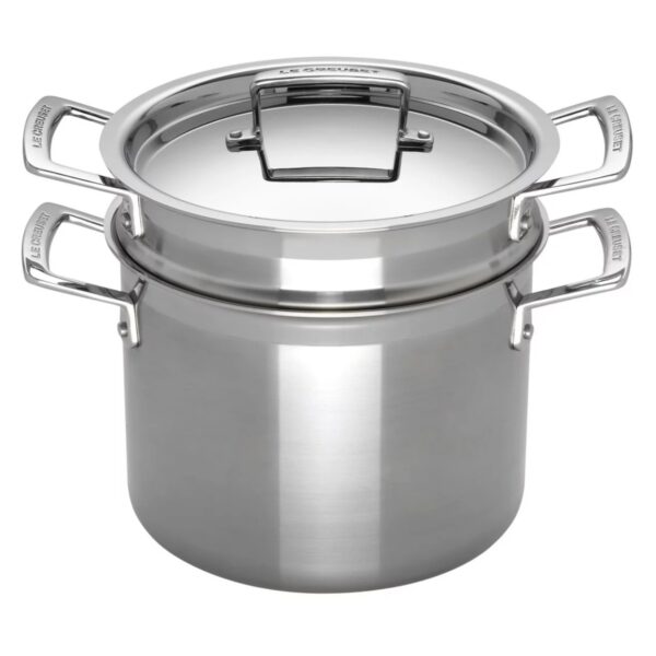 Le Creuset roestvrijstalen kookpan met inzet en deksel