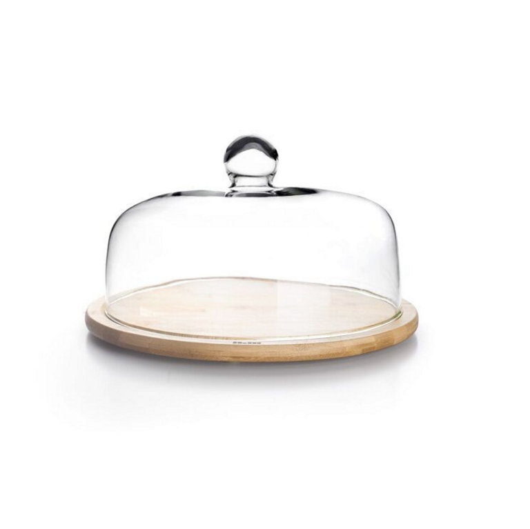 Ibili Kaas - of taart stolp glas met houten bodem