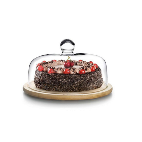 ibili kaas of taart stolp glas met houten bodem ibili kaas of taart stolp glas met houten bodem