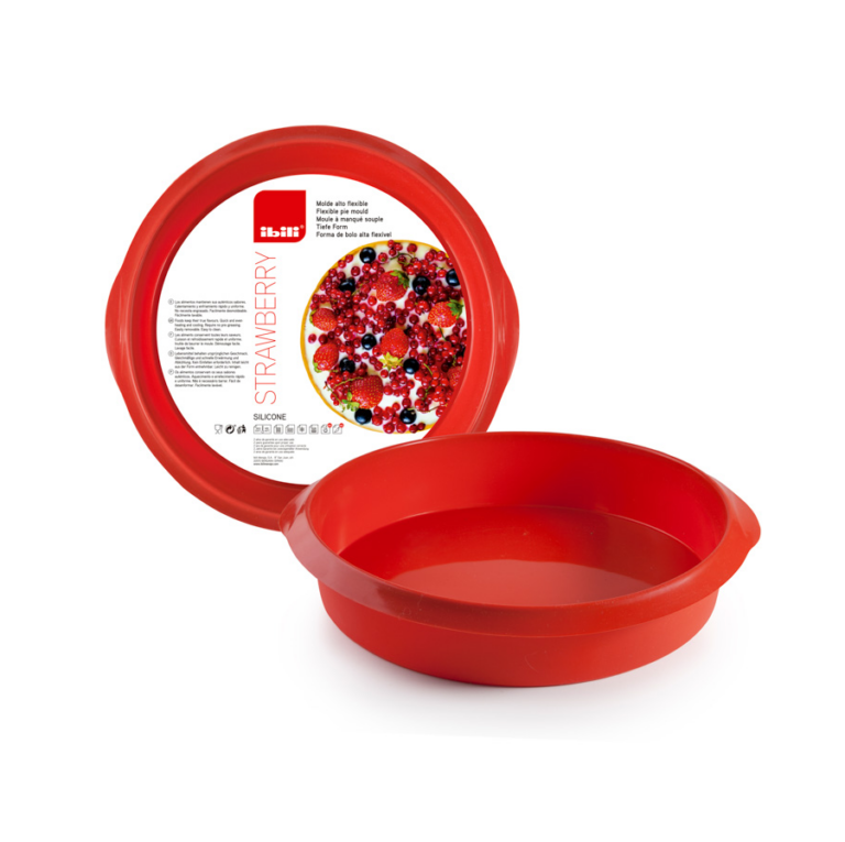 Ibili Siliconen ronde hoge bakvorm Strawberry
