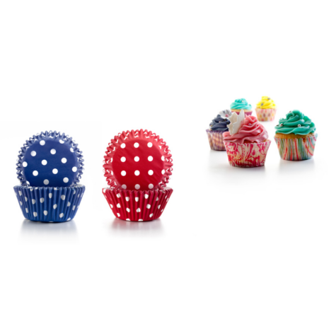 cupcake vorm polka dot rood en paars papier 100 stuks ibili cupcake vorm polka dot rood en paars papier 100 stuks ibili