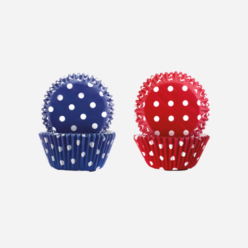 cupcake vorm polka dot rood en paars papier 100 stuks ibili