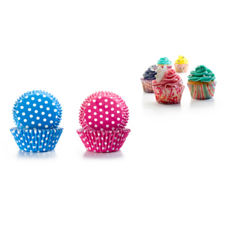 cupcake vorm polka dot roze en blauw papier 100 stuks ibili cupcake vorm polka dot roze en blauw papier 100 stuks ibili