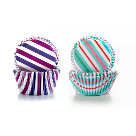 cupcake vorm strepen blauw en roze papier 100 stuks ibili