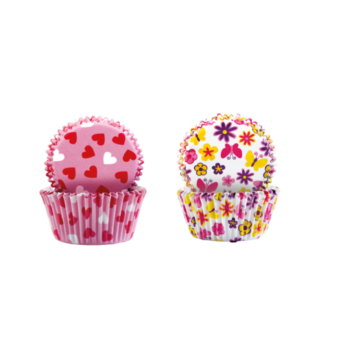 cupcake vorm primavera hart en bloem papier 100 stuks ibili