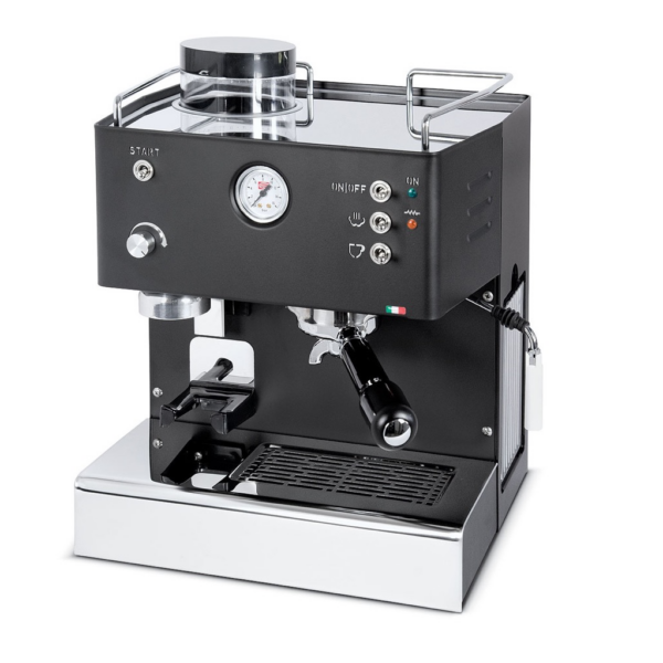 quickmill 3035 zwart espressomachine met geïntegreerde molen