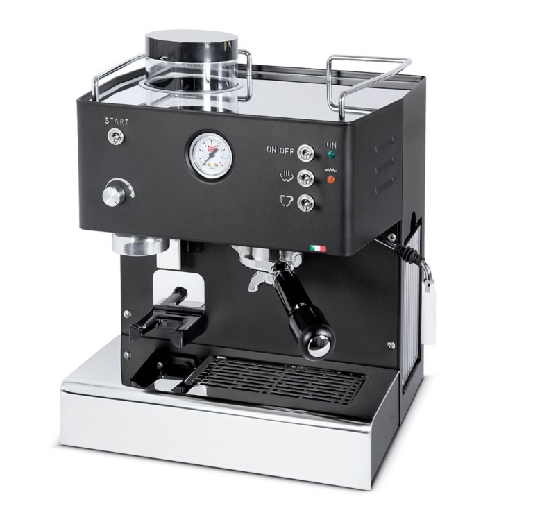 Quickmill 3035 zwart espressomachine met geïntegreerde molen