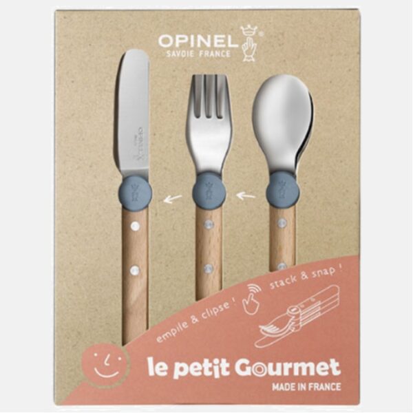 opinel kinderbestek 3 delig regenblauw
