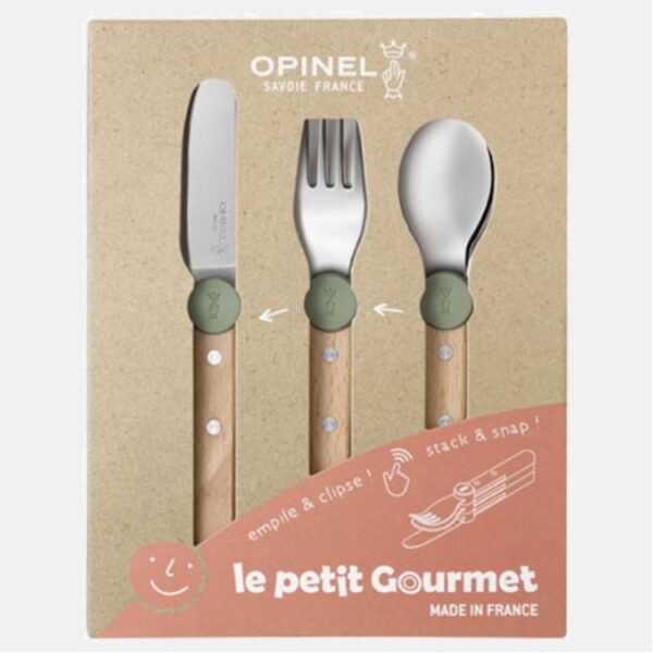 opinel kinderbestek 3 delig olijfgroen