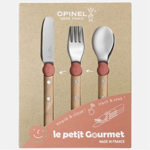 opinel kinderbestek 3 delig koraalkleur