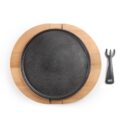 ibili gietijzer grillplaat 30 cm met houten onderbord