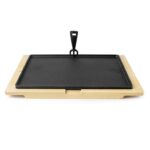 ibili gietijzer grillplaat 34 x 20 cm met houten onderbord