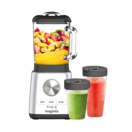 magimix power blender 3 zilvergrijs 1000 watt met blendcups