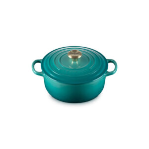 Le Creuset Braadpan gietijzer 24 cm rond Signature - Bleu Riviera