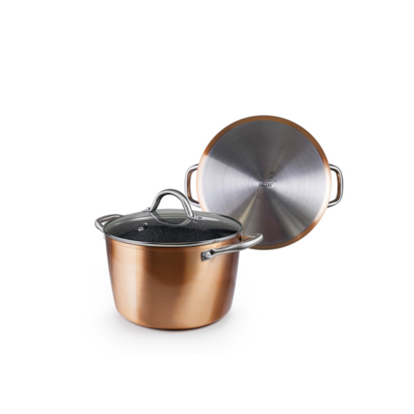 ibili soeppan 20 cm natura copper Ibili soeppan 20 cm Natura Copper inductie kookpan met glazen deksel