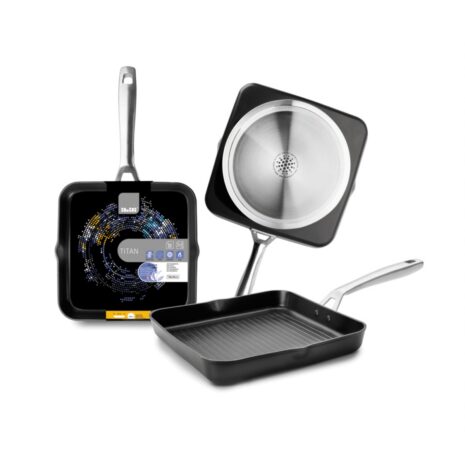 ibili grillpan ribbel met steel 28 cm titan